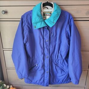 LL Bean Vintage Blue and Teal Jacket  Winter Coat Womens Medium